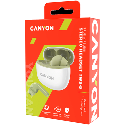 Canyon Wireless Earphones TWS-5 Green, 1000000000041105 07 