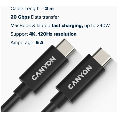 Chargin cable Canyon USB-C/USB-C 2m 240W, 1000000000045190 04 