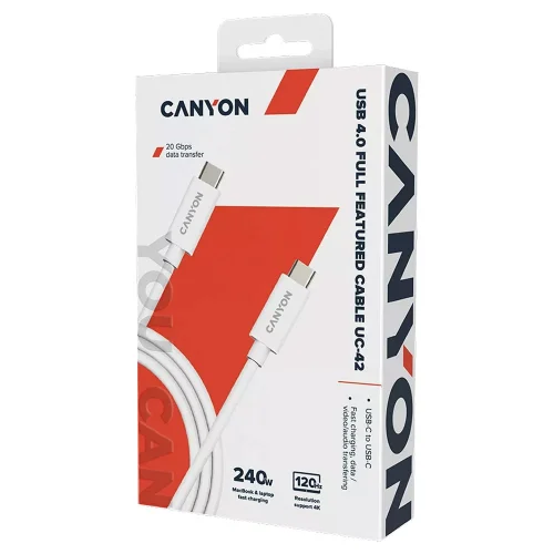 Кабел Canyon UC-42 USB-C/USB-C 2м бял, 1000000000045189 02 