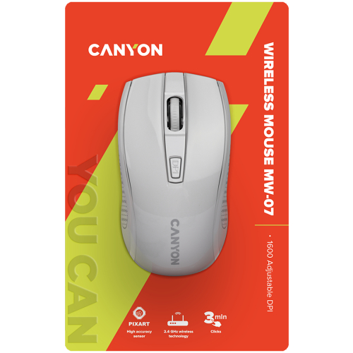 Wireless mouse Canyon MW-7 white, 1000000000042205 08  — OK Office Wireless mouse Canyon MW-7 white, 1000000000042205 08