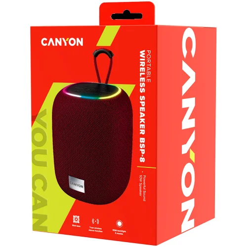 CANYON BSP-8, Bluetooth Speaker, BT V5.2, BLUETRUM AB5362B, TF card support, Type-C USB port, Max Power 10W, Red, cable length, 2005291485010041 08 