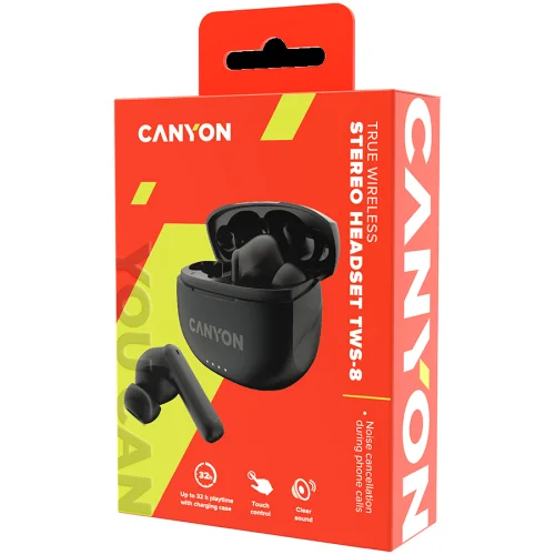 Стерео слушалки Canyon TWS-8 с микрофон, черен, 2005291485010089 04 