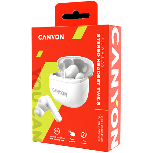Безжични слушалки тапи Canyon TWS-8, бял, 2005291485010096 05  — OK Office Безжични слушалки тапи Canyon TWS-8, бял, 2005291485010096 05