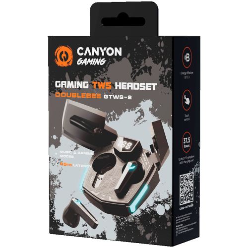 Безжични геймърски слушалки тапи Canyon DoubleBee GTWS-2, черен, 2005291485010355 06  — OK Office Безжични геймърски слушалки тапи Canyon DoubleBee GTWS-2, черен, 2005291485010355 06