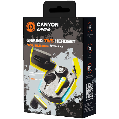 Wireless Gaming Earphones Canyon DoubleBee GTWS-2, Yellow, 2005291485010690 05  — OK Office Wireless Gaming Earphones Canyon DoubleBee GTWS-2, Yellow, 2005291485010690 05