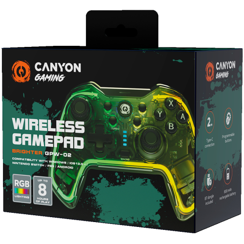 Canyon gamepad Brighter GPW-02 BT+Dongle Wireless Crystal, 2005291485014759 02 