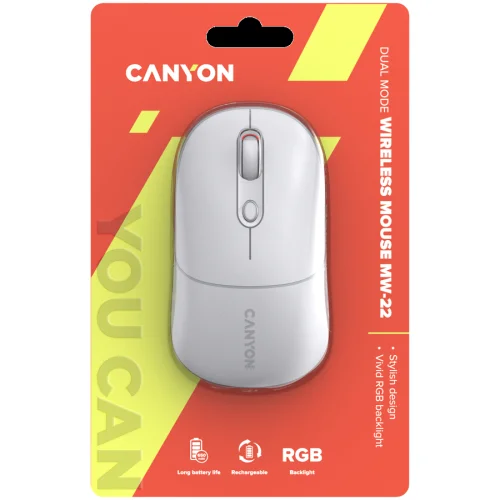 Безжична мишка CANYON MW-22, 2 в 1 с 4 бутона, бял скрол, 2005291485014940 06 