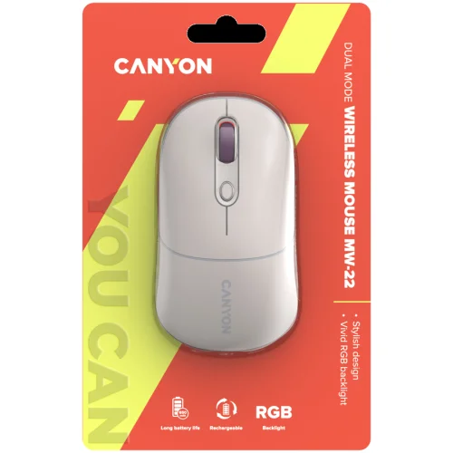 CANYON MW-22, Безжична оптична мишка 2 в 1 с 4 бутона, лилав скрол, 2005291485014957 06 