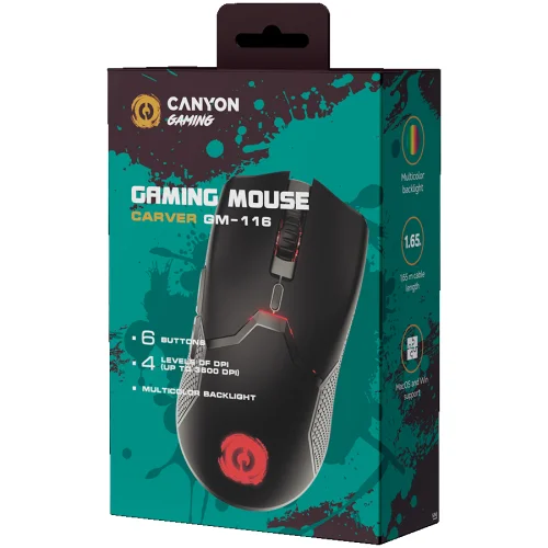 Геймърска мишка Canyon Carver GM-116, Black, 2005291485015084 05 