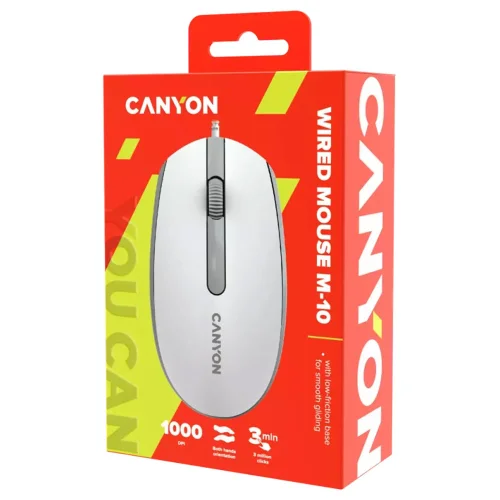Мишка Canyon M-10 бял/сив 1.5м USB, 1000000000045208 06 