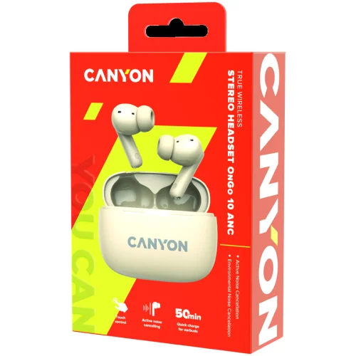 Безжични слушалки CANYON OnGo TWS-10 ANC+ENC, Beige, 2005291485015275 08 