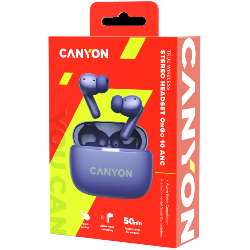 Безжични слушалки тапи Canyon OnGo TWS-10, лилав, 2005291485015282 06  — OK Office Безжични слушалки тапи Canyon OnGo TWS-10, лилав, 2005291485015282 06