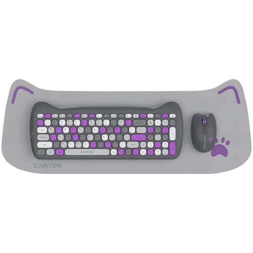 Canyon HSET-W6 Silent wireless keyboard + mouse + pad set, Violet, 2005291485015619