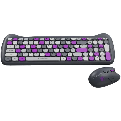 Canyon HSET-W6 Silent wireless keyboard + mouse + pad set, Violet, 2005291485015619 02 