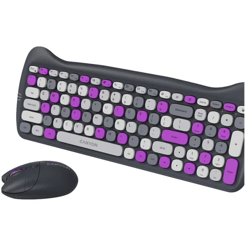 Canyon HSET-W6 Silent wireless keyboard + mouse + pad set, Violet, 2005291485015619 03 