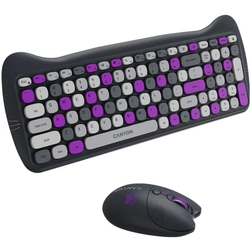 Canyon HSET-W6 Silent wireless keyboard + mouse + pad set, Violet, 2005291485015619 04 