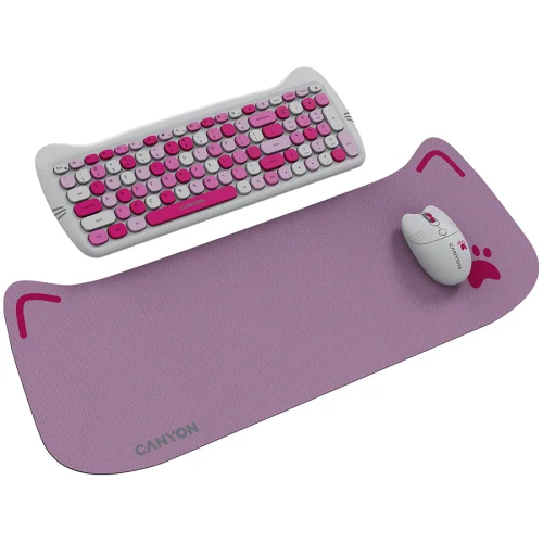 Canyon HSET-W6 Silent wireless keyboard + mouse + pad set, Pink, 2005291485015626 02 