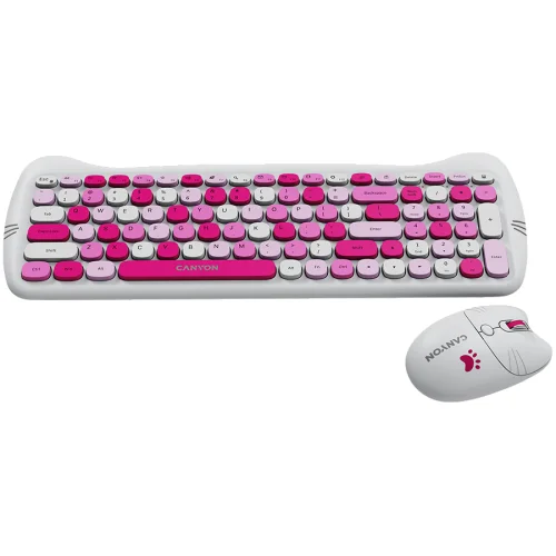 Canyon HSET-W6 Silent wireless keyboard + mouse + pad set, Pink, 2005291485015626 03 