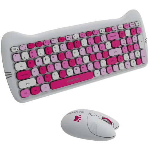 Canyon HSET-W6 Silent wireless keyboard + mouse + pad set, Pink, 2005291485015626 04 