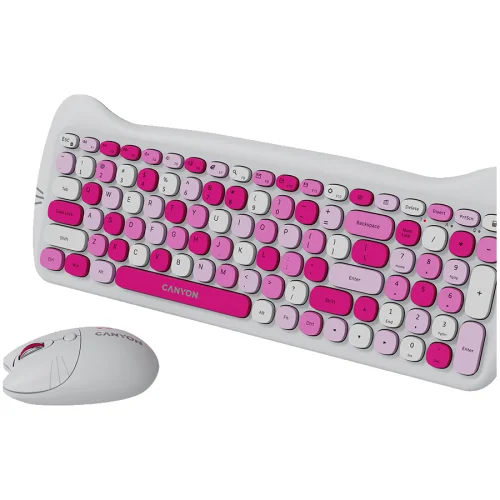 Canyon HSET-W6 Silent wireless keyboard + mouse + pad set, Pink, 2005291485015626 05 