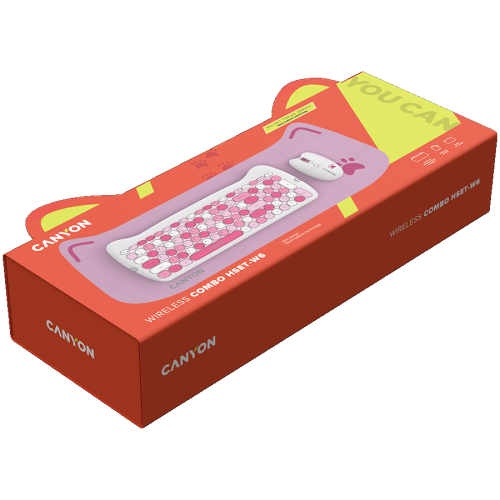 Комплект Canyon HSET-W6 Silent безжична, розов, 2005291485015626 06  — OK Office Комплект Canyon HSET-W6 Silent безжична, розов, 2005291485015626 06