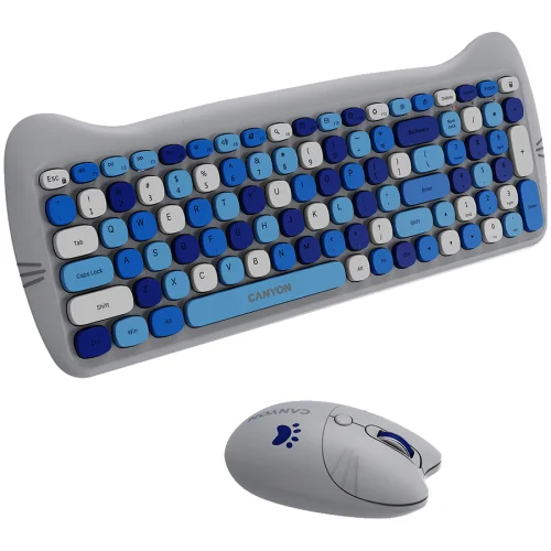 Canyon HSET-W6 Silent wireless keyboard + mouse + pad set, Blue, 2005291485015633 04 