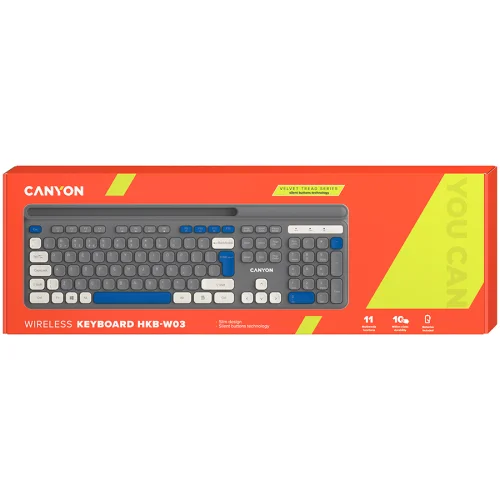 Wireless Keyboard Canyon HKB-W03, Gray, 2005291485015718 08 