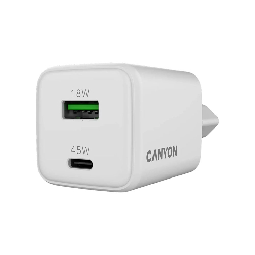 Зарядно Canyon 220V USB-C/C 45W 45AC бял, 1000000000047691 03 