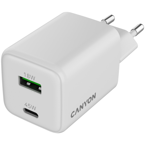 Зарядно Canyon 220V USB-C/C 45W 45AC бял, 1000000000047691 07 