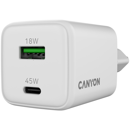 Зарядно Canyon 220V USB-C/C 45W 45AC бял, 1000000000047691 08 