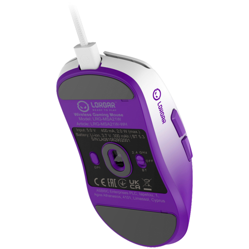 Безжична геймърска мишка Lorgar MSA21W Advanced, бял, 2005291485020767 03 