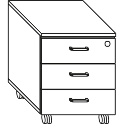 Container 3 drawers + key wheel beech