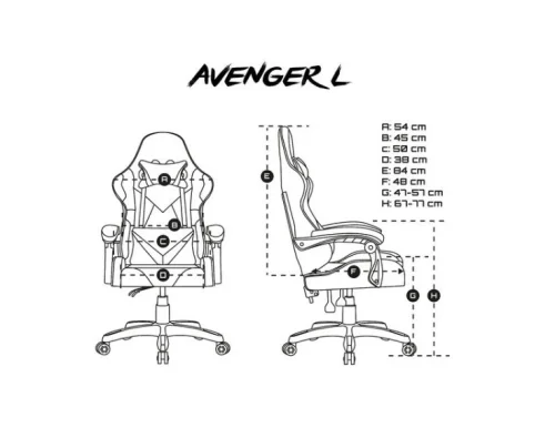 Стол Fury Gaming Chair Avenger L Black-White, 2005901969426816 03 
