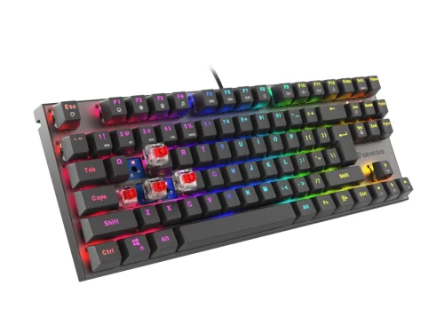 Genesis Mechanical Gaming Keyboard Thor 303 TKL RGB Backlight Red Switch US Layout Black, 2005901969432954