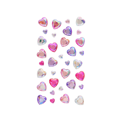 Самозалепващи кристали сърца 35бр розов