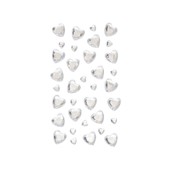 Самозалепващи кристали сърца 35бр сребро