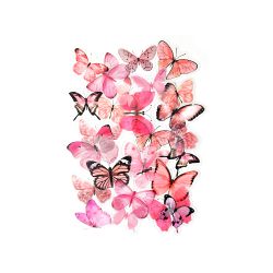 Прозрачни стикери розови пеперуди 40бр