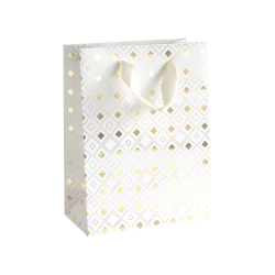 Крафт торбичка S златни диаманти бял 5бр