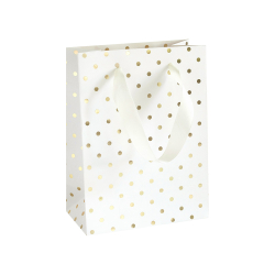 Крафт торбичка S златни точки бял 5бр