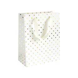 Крафт торбичка M златни точки бял 5бр