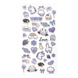 Прозрачни стикери Еднорог лилав