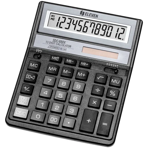 Calculator Eleven SDC 888XBK 12d gray, 1000000000043136