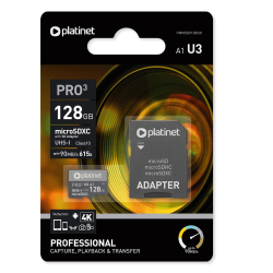 Памет Micro SD 128GB Platinet + адаптер