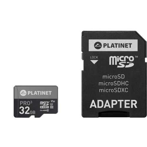 Micro SD card 32GB Platinet CL10 90MB, 1000000000039869