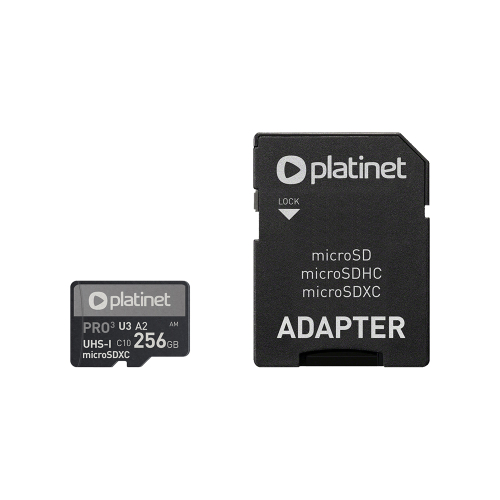 Micro SD card 256GB Platinet + adapter, 1000000000050374 02 