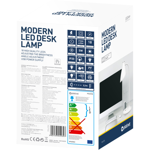 Table lamp Platinet PDL6730 battery whit, 1000000000043464 04 