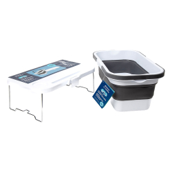 Кошница за пикник + маса 2в1 бял