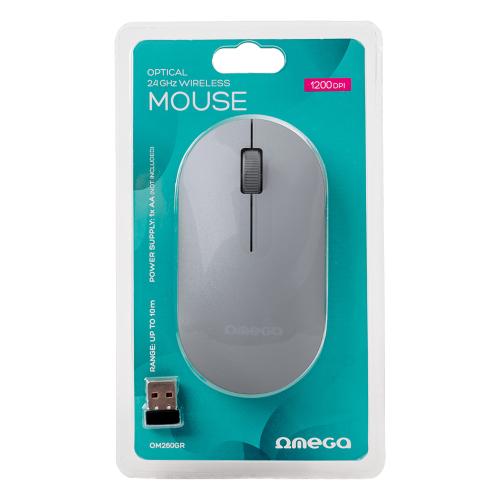 Omega OM260 Wireless Mouse, Grey, 1000000000050369 06  — OK Office Omega OM260 Wireless Mouse, Grey, 1000000000050369 06