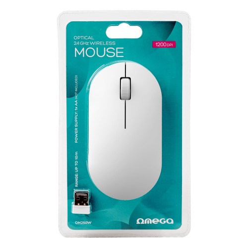 Omega OM260 Wireless Mouse, White, 1000000000050367 06  — OK Office Omega OM260 Wireless Mouse, White, 1000000000050367 06