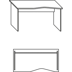 ОК Curved desk L 158/68/74 beech